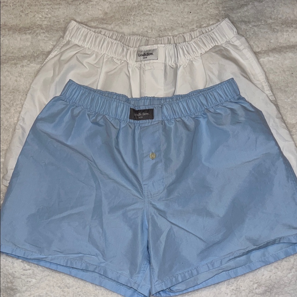 3 Goodfellow & Co Women's Boxer Shorts in Light Blue and White